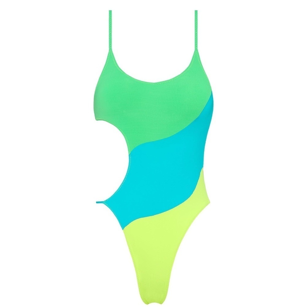 NWT OneOne Swimwear One Piece Honolulu Dara Blue Green New Monokini Small New - Picture 7 of 9